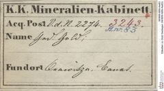 Etiketten zu Gold Gediegen (NHMW-MIN-Aw83)